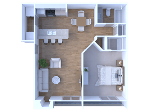 one bedroom, one bath